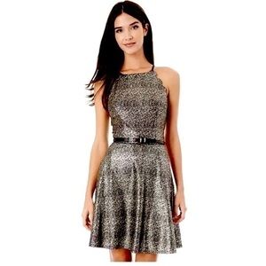 IZ Byer sparkle scalloped sleeveless metallic dress
